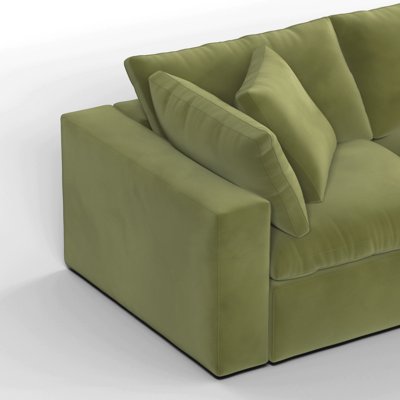 Canapé d'angle modulaire trois places Ari avec personnalisation complète du tissu