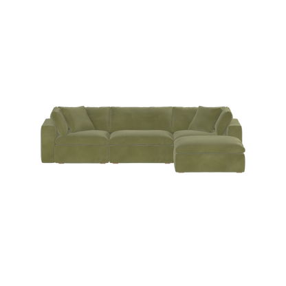Canapé d'angle modulaire trois places Ari avec personnalisation complète du tissu