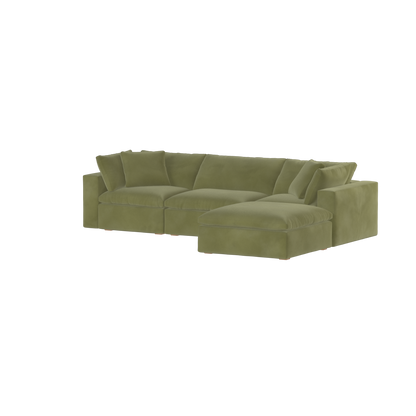 Canapé d'angle modulaire trois places Ari avec personnalisation complète du tissu