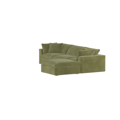 Canapé d'angle modulaire trois places Ari avec personnalisation complète du tissu