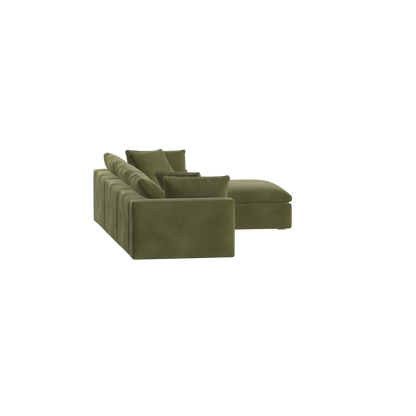 Canapé d'angle modulaire trois places Ari avec personnalisation complète du tissu