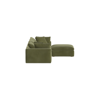 Canapé d'angle modulaire trois places Ari avec personnalisation complète du tissu