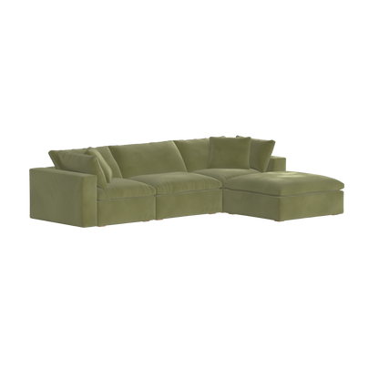 Canapé d'angle modulaire trois places Ari avec personnalisation complète du tissu