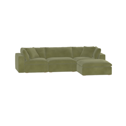 Canapé d'angle modulaire trois places Ari avec personnalisation complète du tissu