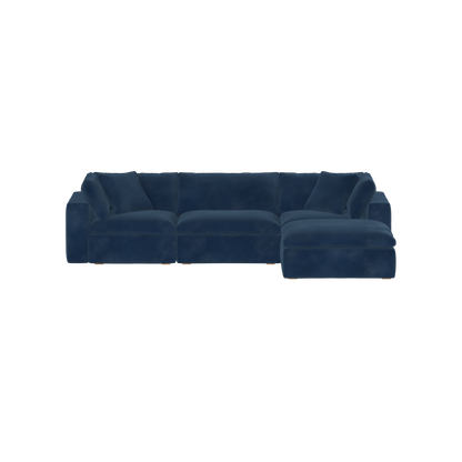 Canapé d'angle modulaire trois places Ari avec personnalisation complète du tissu