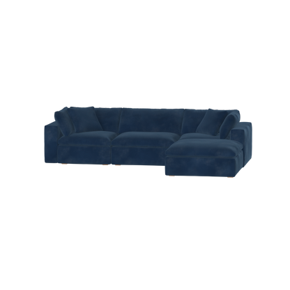Canapé d'angle modulaire trois places Ari avec personnalisation complète du tissu
