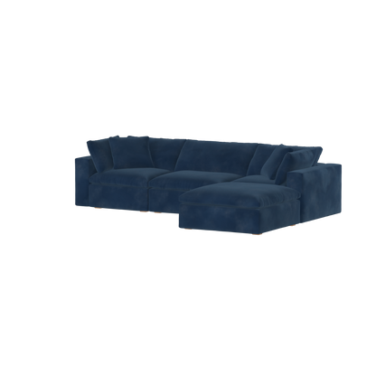 Canapé d'angle modulaire trois places Ari avec personnalisation complète du tissu