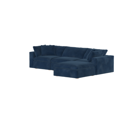 Canapé d'angle modulaire trois places Ari avec personnalisation complète du tissu