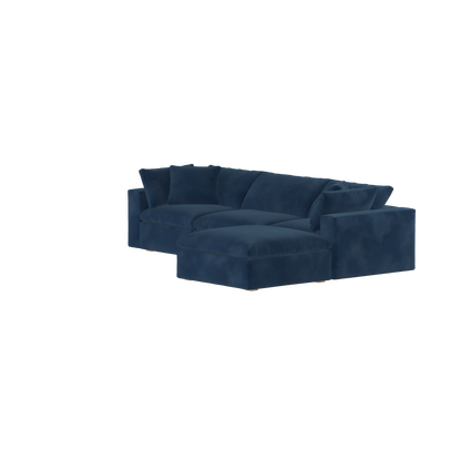 Canapé d'angle modulaire trois places Ari avec personnalisation complète du tissu