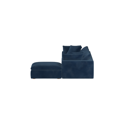 Canapé d'angle modulaire trois places Ari avec personnalisation complète du tissu
