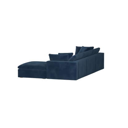 Canapé d'angle modulaire trois places Ari avec personnalisation complète du tissu