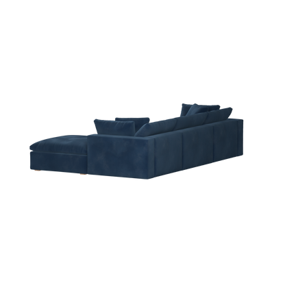 Canapé d'angle modulaire trois places Ari avec personnalisation complète du tissu
