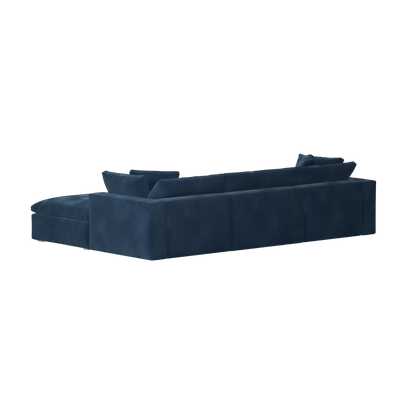 Canapé d'angle modulaire trois places Ari avec personnalisation complète du tissu