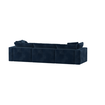 Canapé d'angle modulaire trois places Ari avec personnalisation complète du tissu