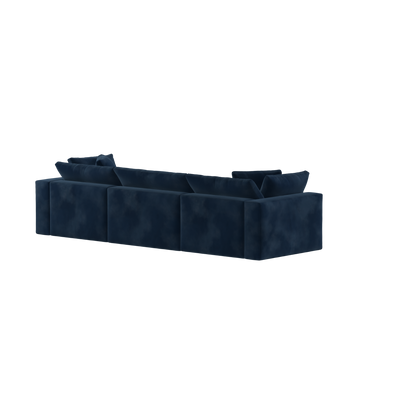 Canapé d'angle modulaire trois places Ari avec personnalisation complète du tissu