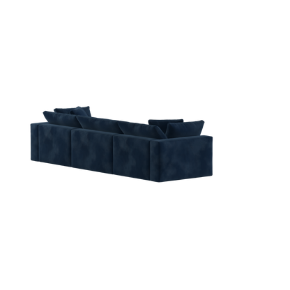 Canapé d'angle modulaire trois places Ari avec personnalisation complète du tissu