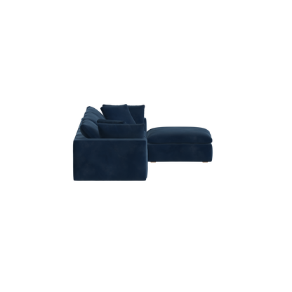 Canapé d'angle modulaire trois places Ari avec personnalisation complète du tissu