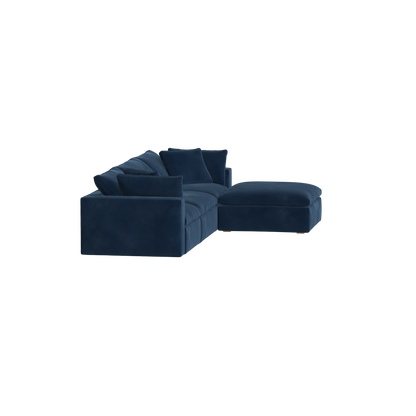 Canapé d'angle modulaire trois places Ari avec personnalisation complète du tissu