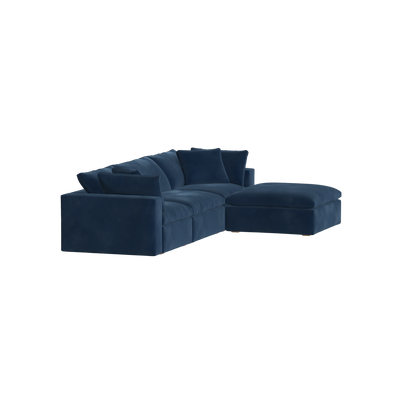 Canapé d'angle modulaire trois places Ari avec personnalisation complète du tissu