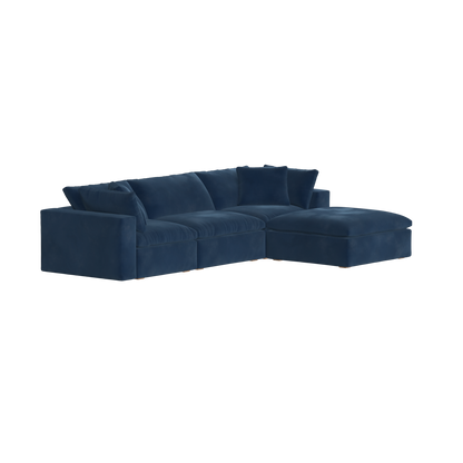 Canapé d'angle modulaire trois places Ari avec personnalisation complète du tissu