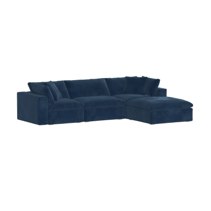 Canapé d'angle modulaire trois places Ari avec personnalisation complète du tissu