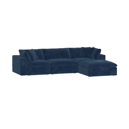 Canapé d'angle modulaire trois places Ari avec personnalisation complète du tissu