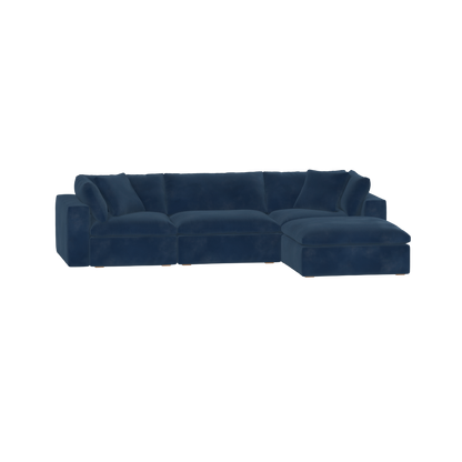 Canapé d'angle modulaire trois places Ari avec personnalisation complète du tissu