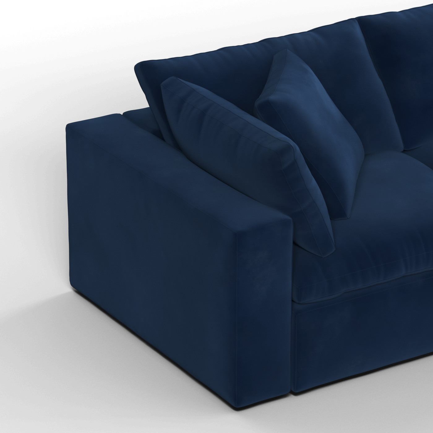 Canapé d'angle modulaire trois places Ari avec personnalisation complète du tissu