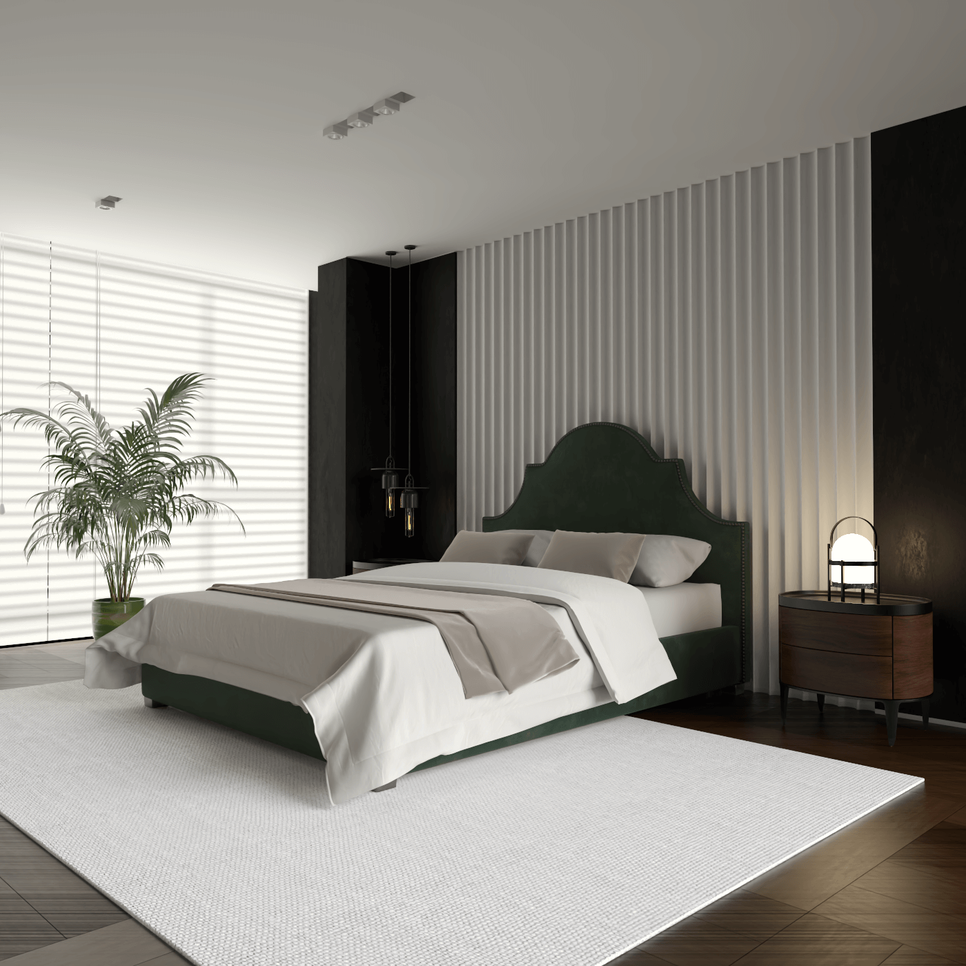 Ariana Double Bed with Elegant Headboard