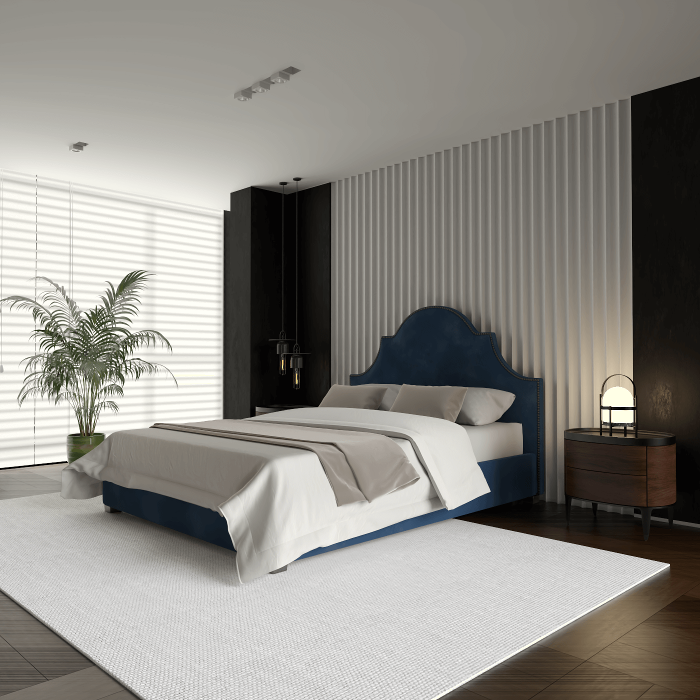 Ariana Double Bed with Elegant Headboard