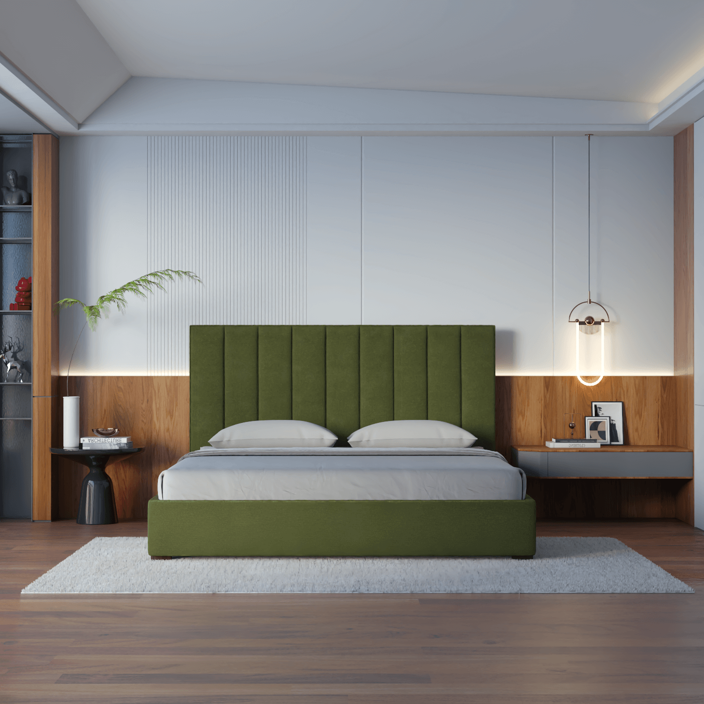 Ava High Headboard Bed in Luxe Fabric