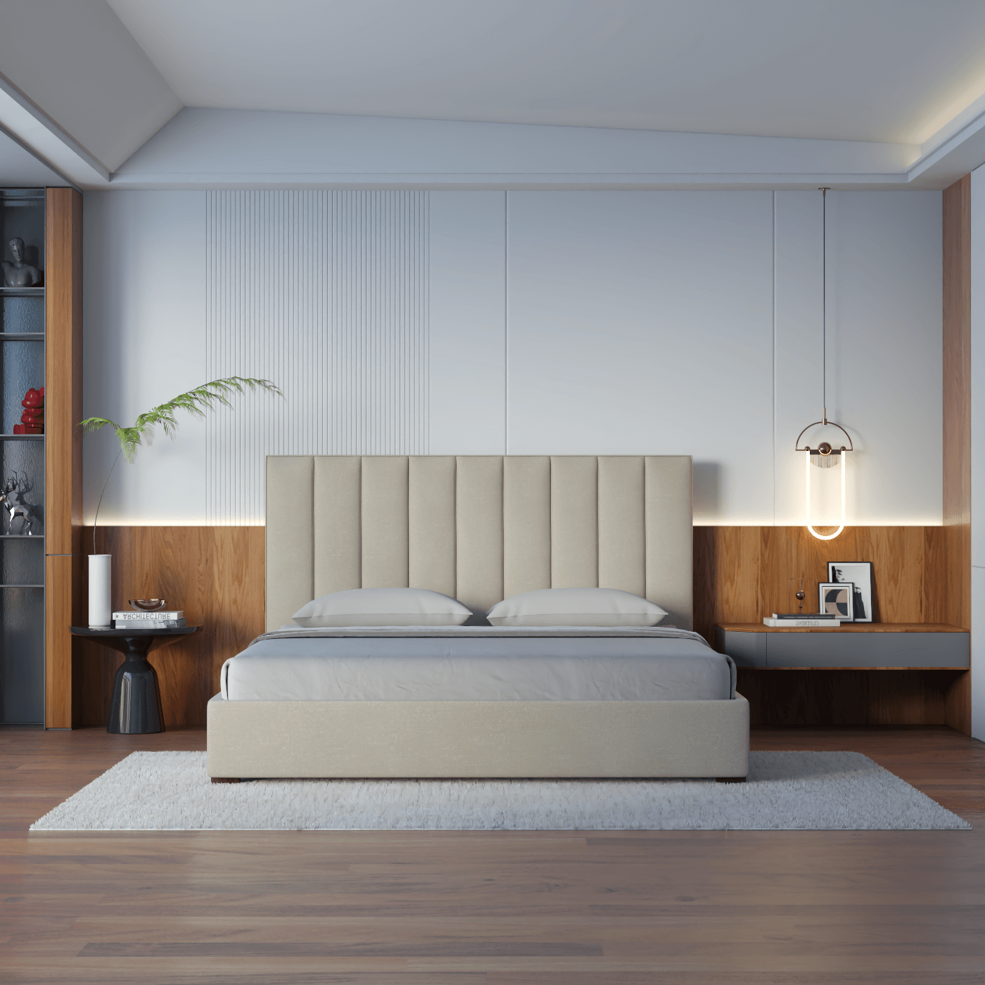Ava High Headboard Bed in Luxe Fabric