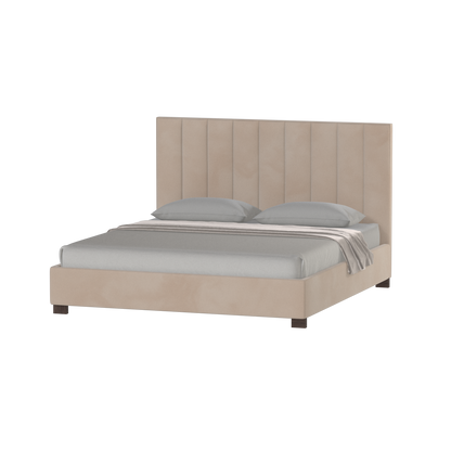 Lit à tête de lit haute Ava en tissu de luxe