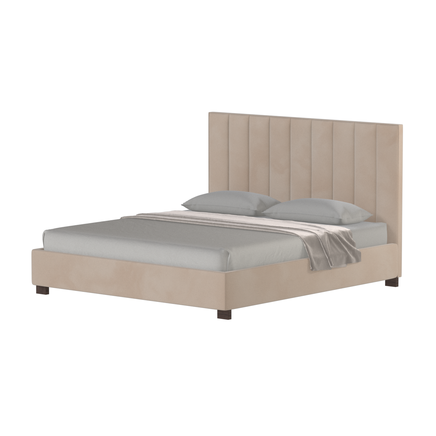 Lit à tête de lit haute Ava en tissu de luxe