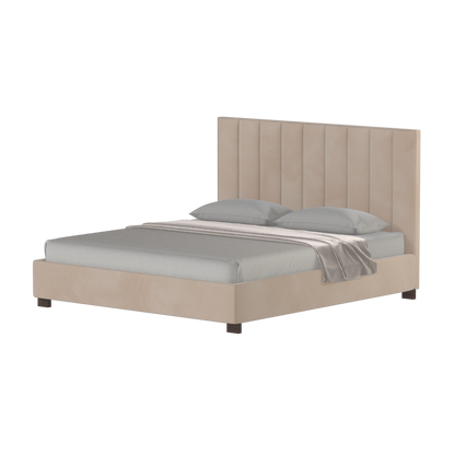 Lit à tête de lit haute Ava en tissu de luxe