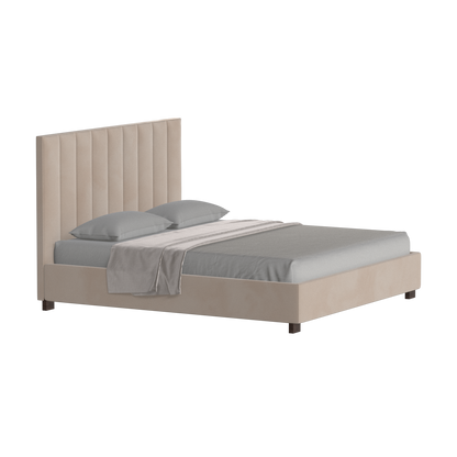 Lit à tête de lit haute Ava en tissu de luxe