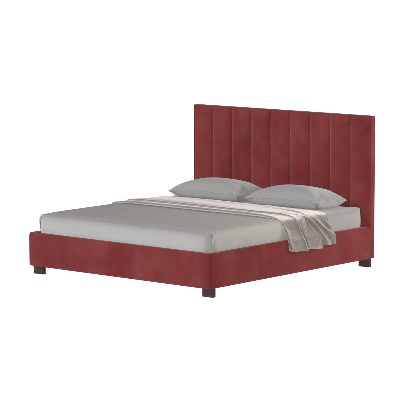 Lit à tête de lit haute Ava en tissu de luxe