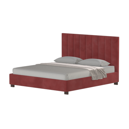 Lit à tête de lit haute Ava en tissu de luxe