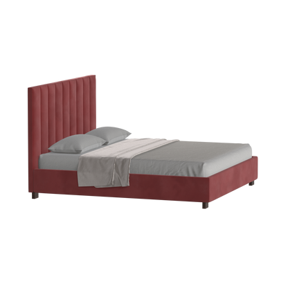 Lit à tête de lit haute Ava en tissu de luxe