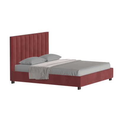 Lit à tête de lit haute Ava en tissu de luxe