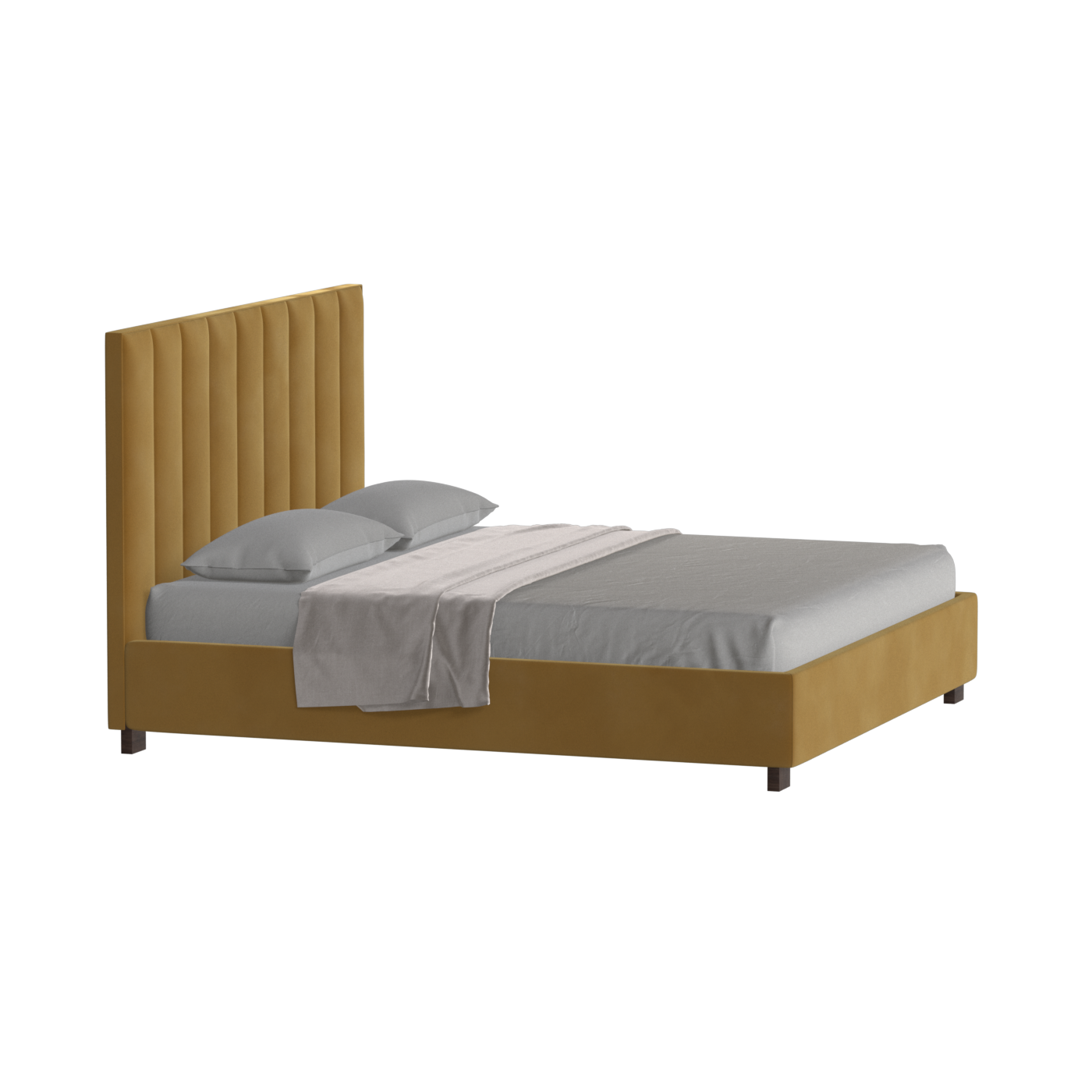 Lit à tête de lit haute Ava en tissu de luxe