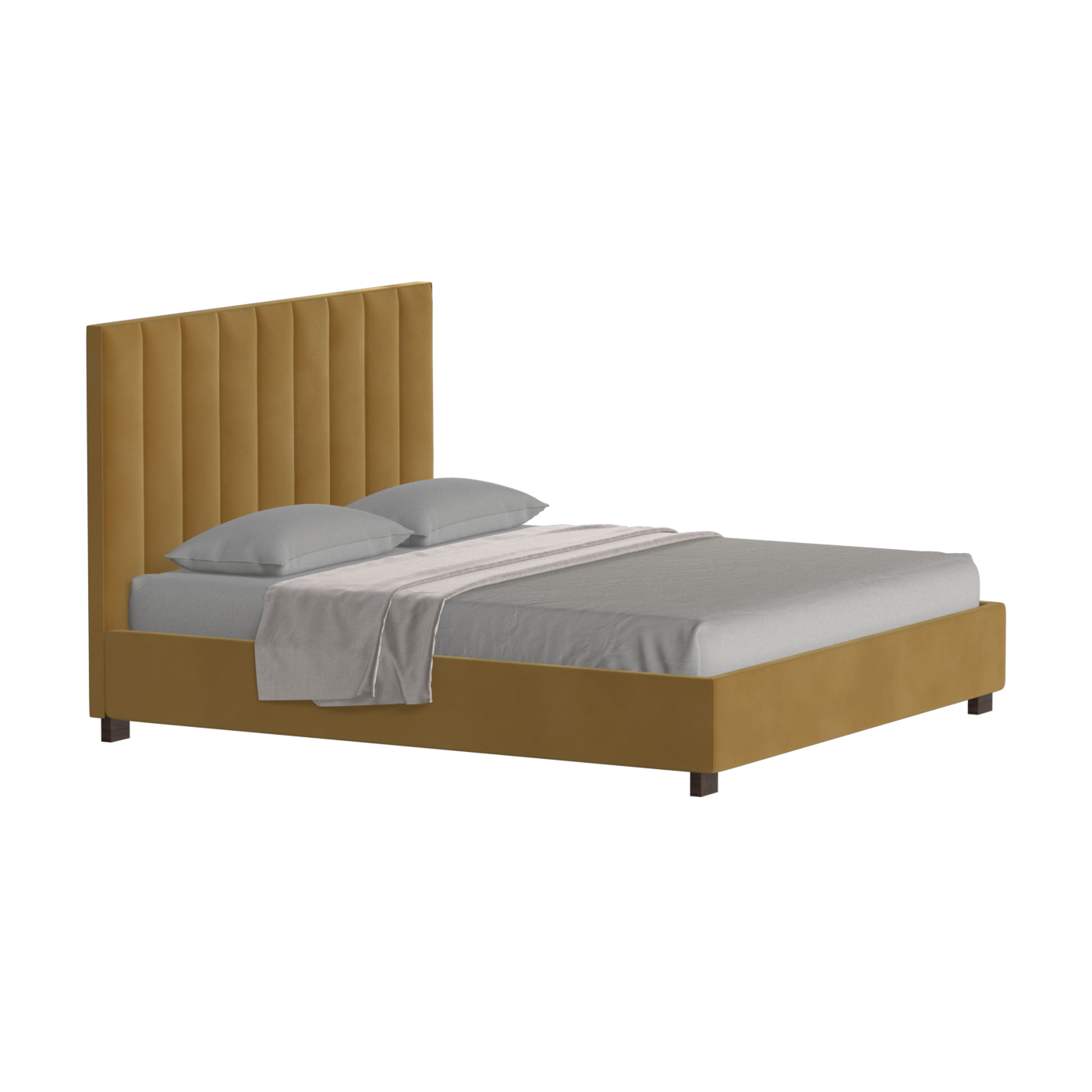 Lit à tête de lit haute Ava en tissu de luxe