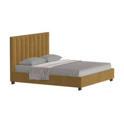 Lit à tête de lit haute Ava en tissu de luxe