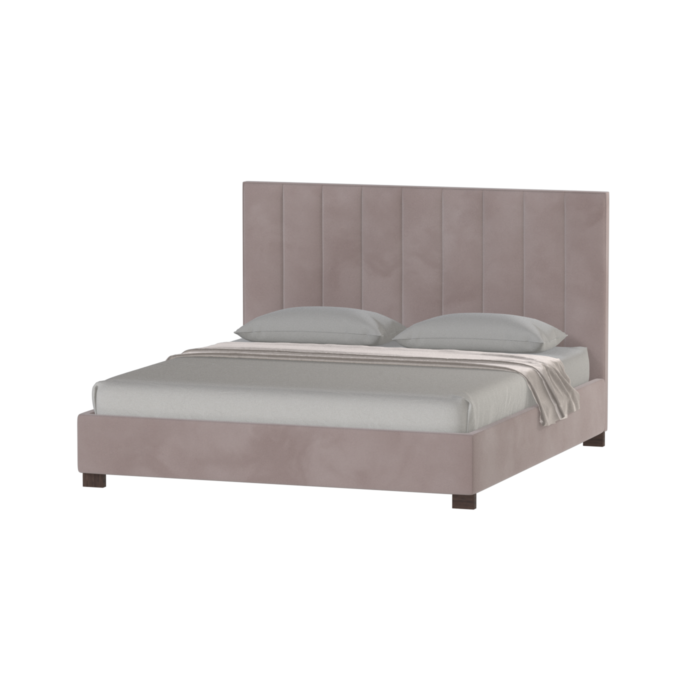 Lit à tête de lit haute Ava en tissu de luxe