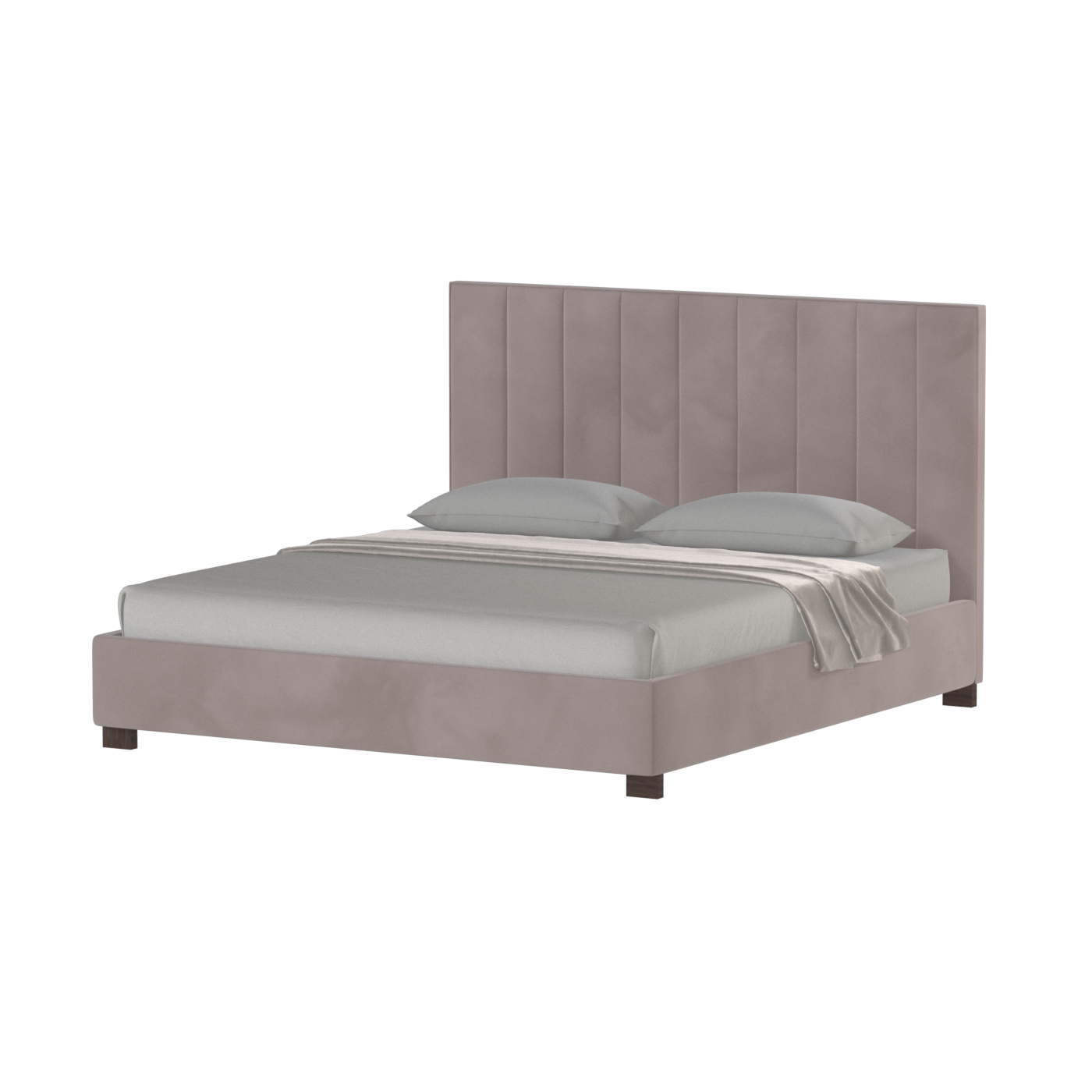 Lit à tête de lit haute Ava en tissu de luxe