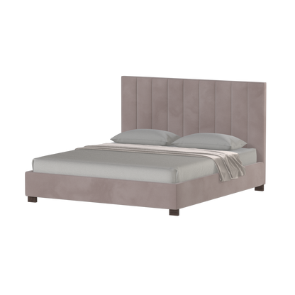 Lit à tête de lit haute Ava en tissu de luxe