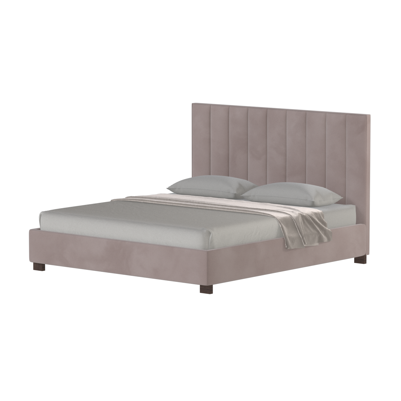 Lit à tête de lit haute Ava en tissu de luxe