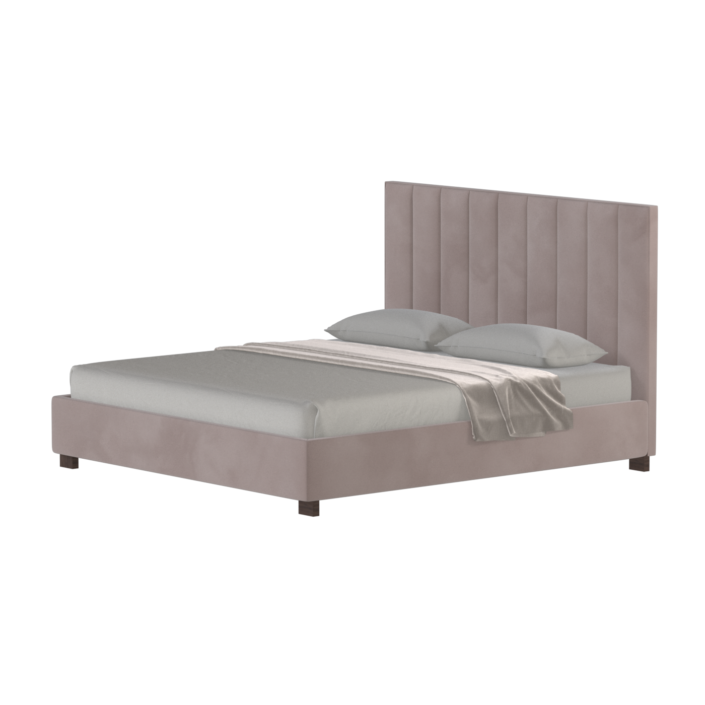 Lit à tête de lit haute Ava en tissu de luxe