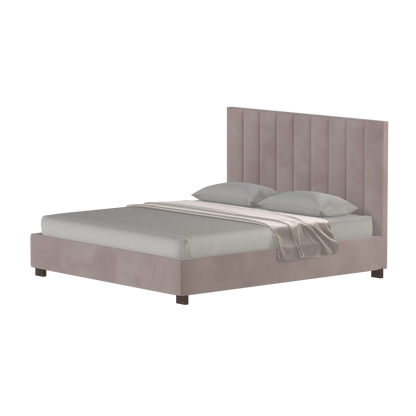 Lit à tête de lit haute Ava en tissu de luxe