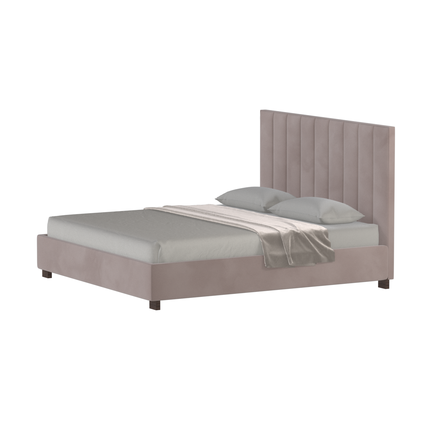 Lit à tête de lit haute Ava en tissu de luxe
